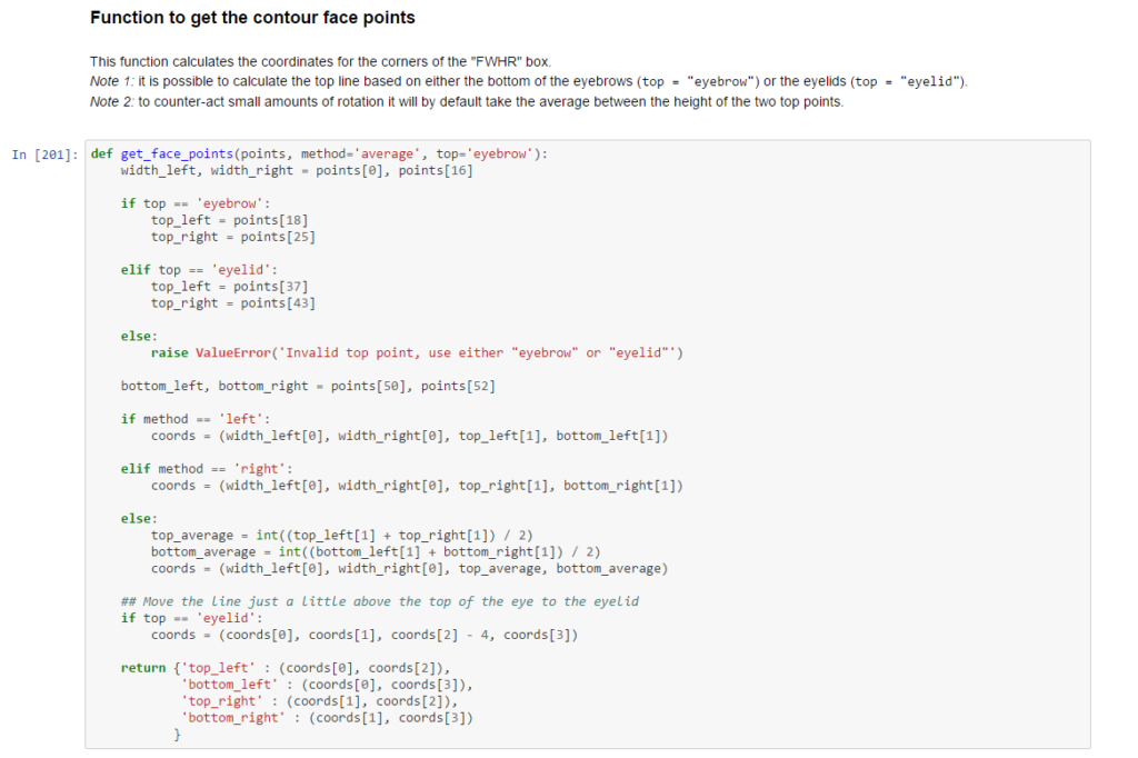 Use Python to calculate the facial width to height ratio (fWHR) - ARC
